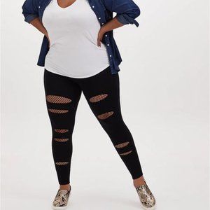 Torrid Premium Legging Slashed Fishnet Underlay